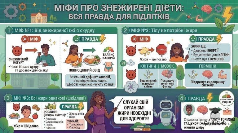 Корисні жири в продуктах харчування для підлітків