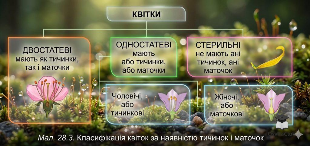 Класифікація квіток за наявністю тичинок і маточок