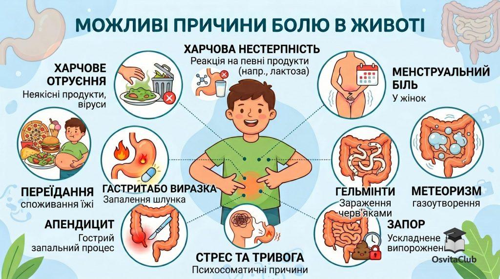 причини болю в животі схема