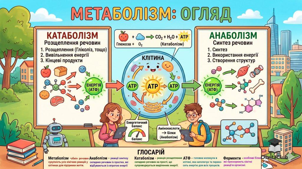 Метаболізм схема синтетичних та розпадних процесів
